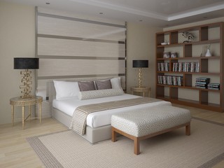 Modern stylish bedroom with a comfortable bed fashion.