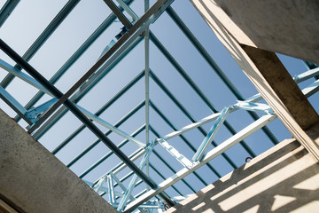 Obraz premium Structure of steel roof.