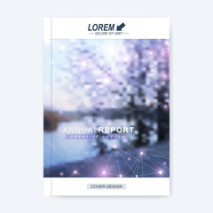 Modern vector template for brochure, leaflet, flyer, cover, magazine or annual report. Layout in A4 size. Business, science and technology design book layout. Urban blurred background presentation.