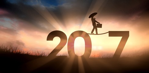 Composite image of businessman silhouette