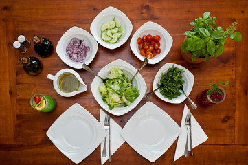Set of salad ingredients on the table