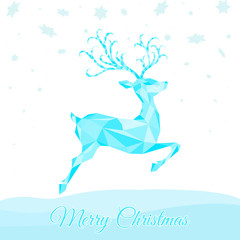 Christmas greeting card with  blue jump reindeer.
