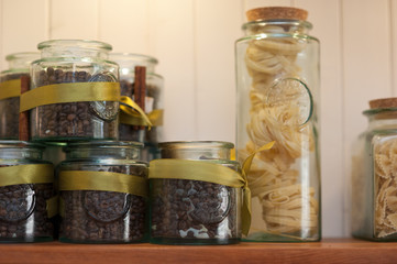 Kitchen ingredients in jars