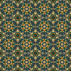 Ornate floral seamless texture, endless pattern with vintage mandala elements.