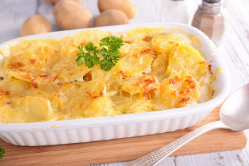 potato gratin with cream and cheese