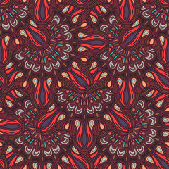 Ornate floral seamless texture, endless pattern with vintage mandala elements.