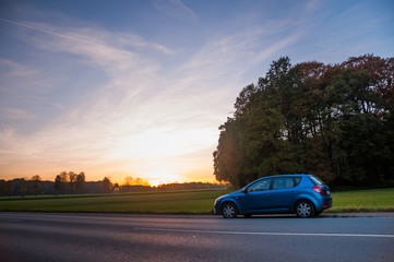 Kia Ceed im Sonnenuntergang in Datteln