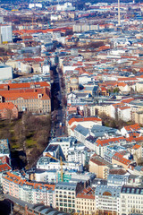 Naklejka na ściany i meble Aerial bird eye view of the city of Berlin Germany. Berlin skyl