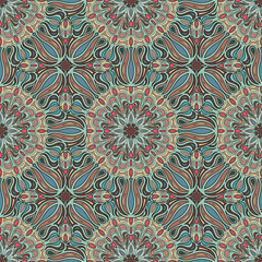 Ornate floral seamless texture, endless pattern with vintage mandala elements.