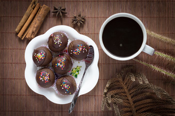 Homemade delicious chocolate cake ball.