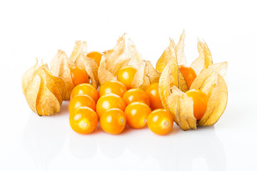Ripe physalis isolated on a white background.  Physalis peruvian