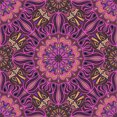 Ornate floral seamless texture, endless pattern with vintage mandala elements.