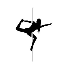 Pole dance girls. vector silhouettes icon
