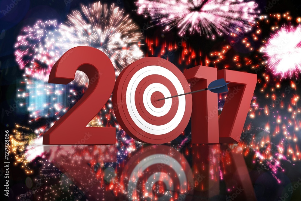 Poster composite image of digital composite of numbers with bulls eye a