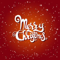 Illustration winter label with hand drawn lettering text Merry C