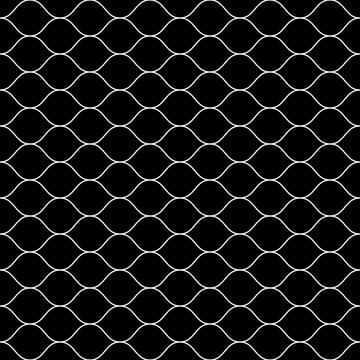 Simple seamless lace mesh of the loops. Black repeating pattern on