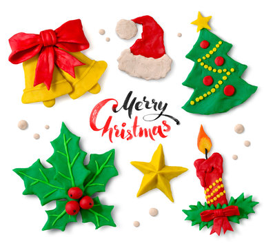 Plasticine collection of Christmas symbols