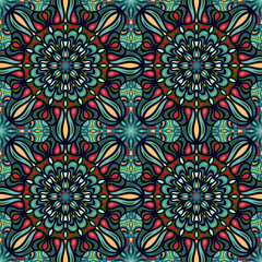 Ornate floral seamless texture, endless pattern with vintage mandala elements.