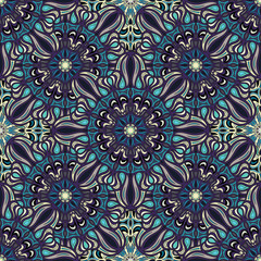 Ornate floral seamless texture, endless pattern with vintage mandala elements.
