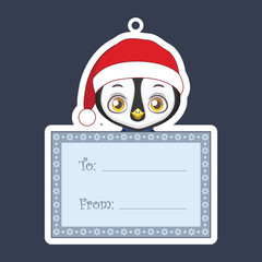 Cute penguin Christmas gift tag