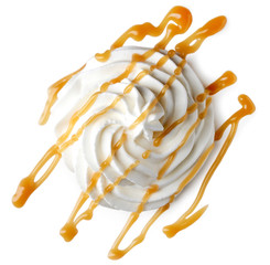 Whipped cream with caramel sauce