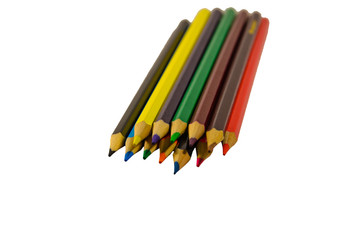 Colored pencils isolated on white background