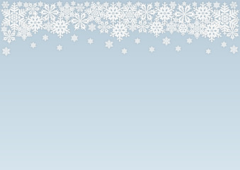 Snowflakes winter top frame with custom text place for greetings and wishes - 127930464