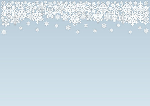 Snowflakes winter top frame with custom text place for greetings and wishes