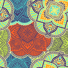 Ethnic floral seamless pattern