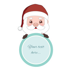 Cute Santa holding a circular frame