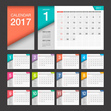 2017 Calendar. Modern design template. Week starts Sunday.