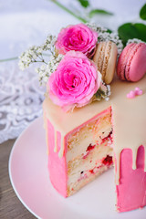 Pink raspberry cake