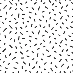 Behang Zwart wit geometrisch modern Hand getekend naadloos patroon met confetti