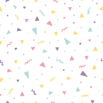 Memphis Seamless Pattern Design With Triangle Confetti