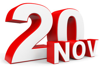November 20. 3d text on white background.
