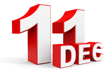 December 11. 3d text on white background.