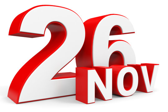 November 26. 3d text on white background.