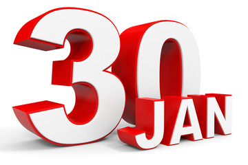 January 30. 3d text on white background.