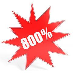 Discount 800 percent off. 3D illustration.