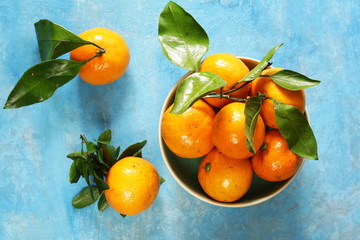 Natural organic tangerine. Ripe orange fruits mandarins.