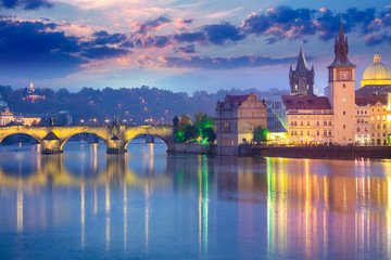 Fototapeta premium Prague Landmarks at evening, Europe