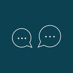 thin line chat, speech, bubble, chatting  icon on blue background