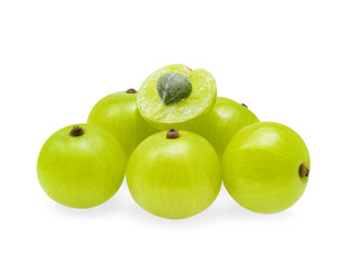 Indian gooseberries on white background