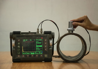 Steel pipe inspection by ultrasonic test for found internal defe