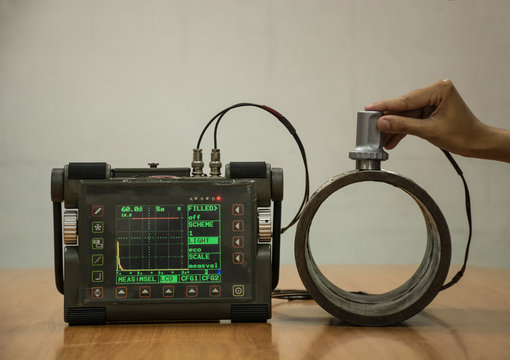 Steel pipe inspection by ultrasonic test for found internal defe