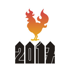 Fire Rooster logo, cock silhouette on a white background