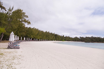 Fototapeta na wymiar hammocks beach paradise on Deer Island in Mauritius
