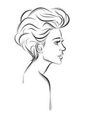 Beautiful woman line art illustration