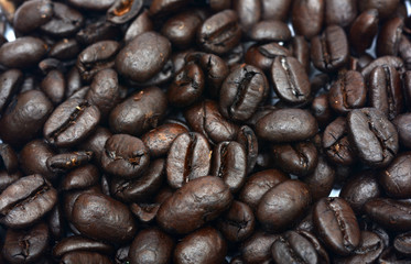 Close up of Roasted Coffee Beans Close up background