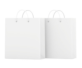 blank paper bags set isolated on white background. 3d rendering.